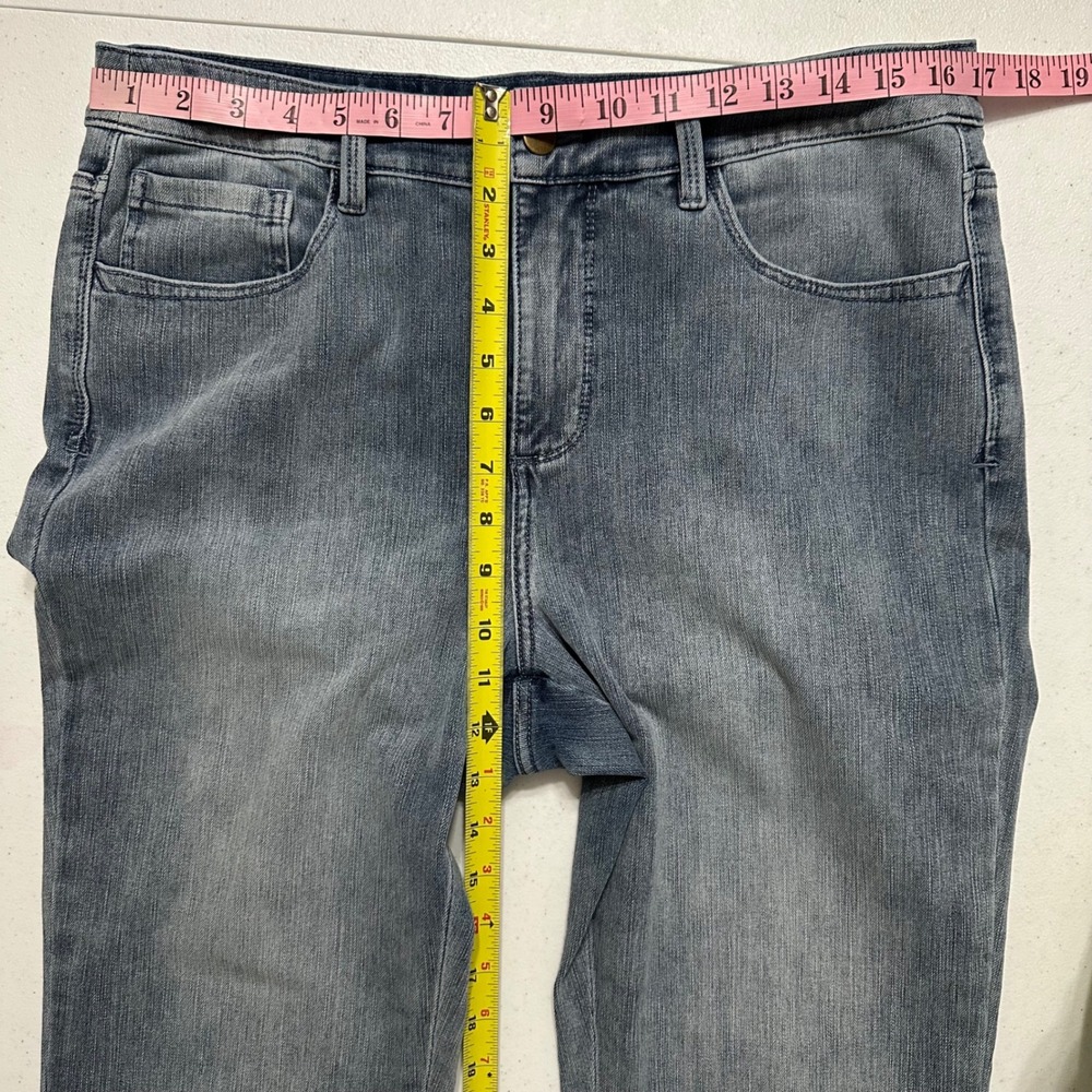 Soft Surroundings Lace Hem Slim Straight Jeans Medium Wash Denim Blue Boho 12T - Picture 7 of 8